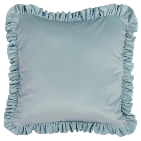 BLANC MARICLO' Velvet cushion with light blue polyester frill 45x45 cm