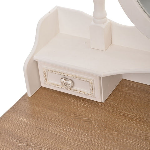 INART Toilette Table de maquillage avec miroir blanc/beige 75x40x140cm