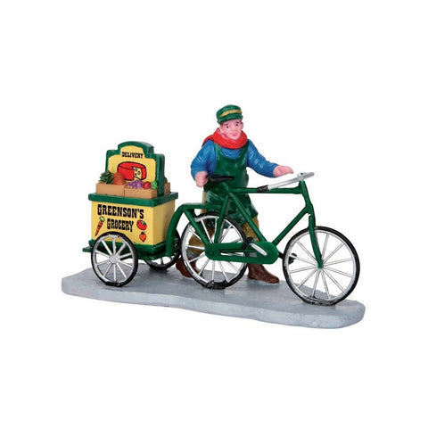 LEMAX Character on bicycle home delivery for your Christmas village