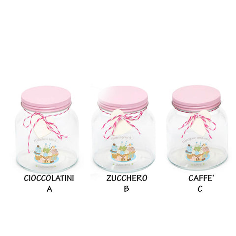 FABRIC CLOUDS Glass jar with lid CUPCAKE 3 variants 10,7x11 cm