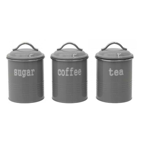 INART Set 3 storage jars with gray metal lid Ø11.5 H16.5 cm