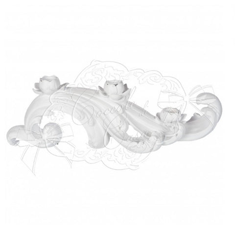 COCCOLE DI CASA Low candlestick 3 lights LEAVES white with decoration 41x13,4x14 cm