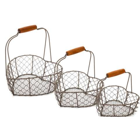 Nuvole di Stoffa Set of 3 Shabby metal heart-shaped baskets 20.5/18/15 cm