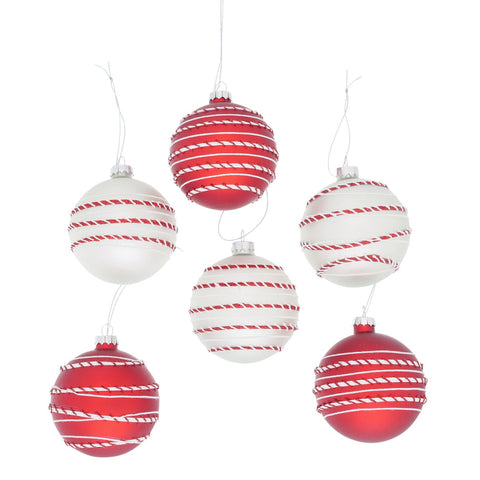 Boltze Glass tree ball with stripes D8 cm 6 variations (1pc)