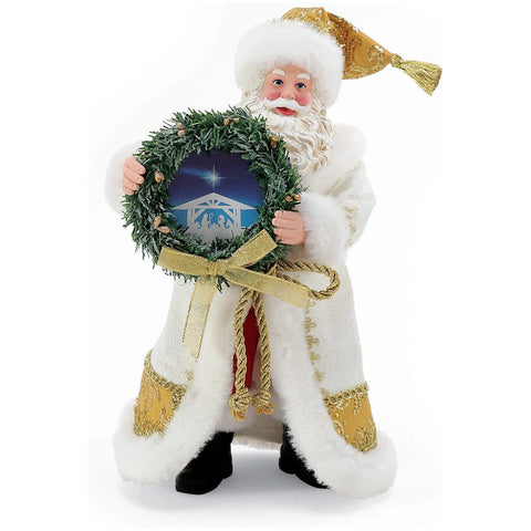 Department 56 Possible Dreams Resin Santa Claus with garland and poinsettia