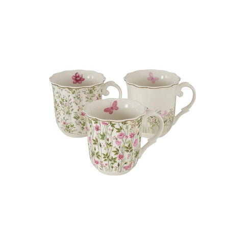 MAGNUS REGALO Mug Breakfast cup with handle ROSALIE 3 variants with flowers 350ml