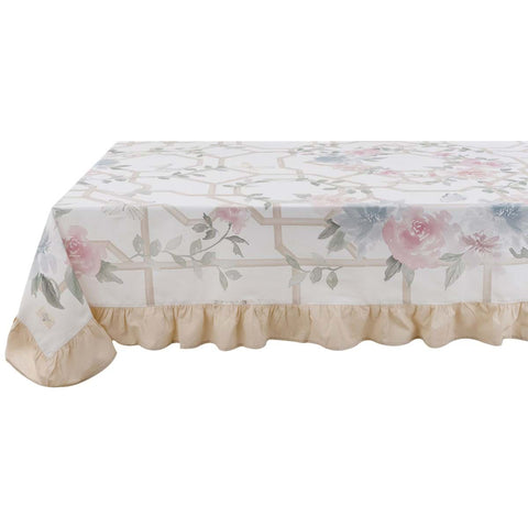Blanc Mariclò Cotton tablecloth with "Floral Twist" shabby 180x280 cm