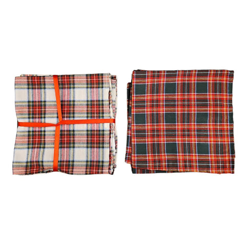 L'Atelier 17 Set 4 serviettes en tissu tartan "Tartan Chic" 2 variantes