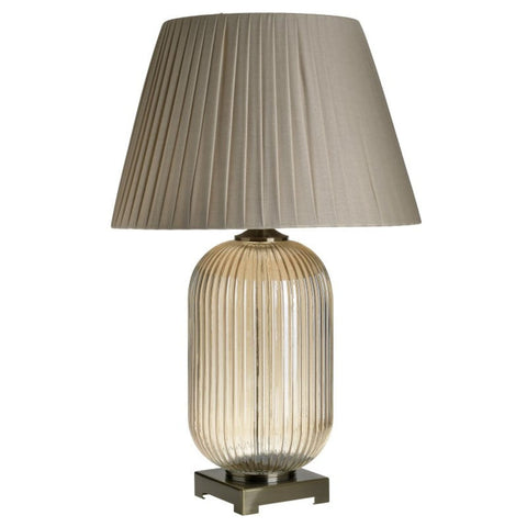 INART Glass and metal table lamp with beige fabric hat Ø43x75 cm
