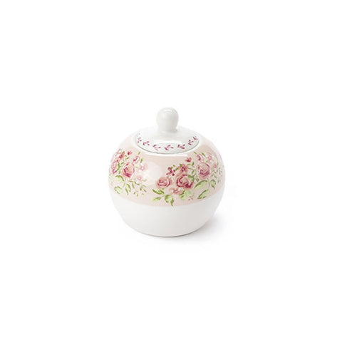 CLOUDS OF FABRIC Sugar bowl ELIZABETH white porcelain with pink flowers 270 ml