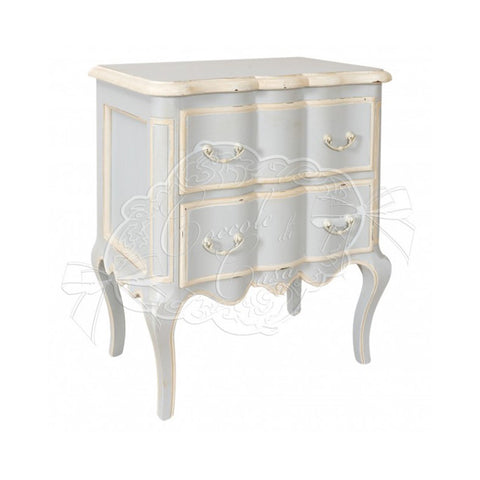 COCCOLE DI CASA Agate bedside table in poplar wood and mdf with two drawers, light blue powder color made in italy vintage Shabby Chic antiqued effect 58x39x69cm