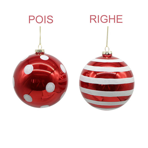 VETUR Sfera natalizia palla per albero di natale rossa in vetro 2 varianti D8 cm (1pz)