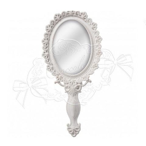 COCCOLE DI CASA Specchietto con manico MAYRA resina bianco 12,5x27x1,5 cm