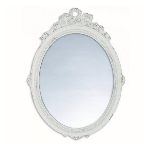 BLANC MARICLO' Oval wall mirror with white resin bow 25x1,8x33,2 cm