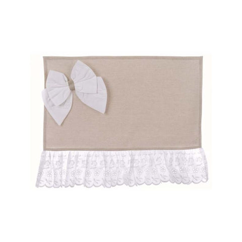 BLANC MARICLO' Set 2 placemats/doily bow and lace ecru/white 36x46 cm