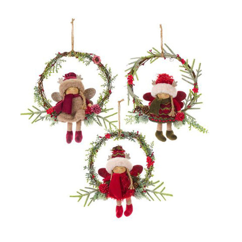 FABRIC CLOUDS Doll with Christmas wreath garland 3 variants red Ø 30 cm