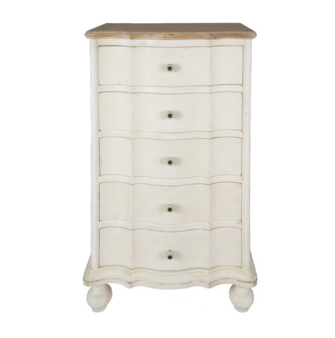 COCCOLE DI CASA Chest of drawers for bedroom in cream-colored fir wood with antique effect Shabby Chic vintage 70x45x116 cm