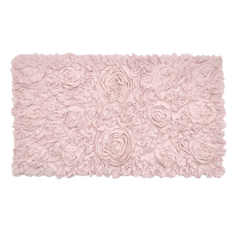 FABRIC CLOUDS Rectangular carpet for furniture and bathroom pink mauve roses 55x100 cm