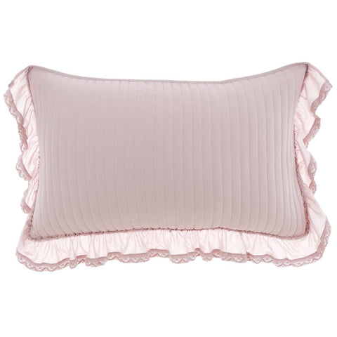 Blanc Mariclò Lot de deux taies d'oreiller roses avec décoration Shabby "Dentelle" 50x80 cm
