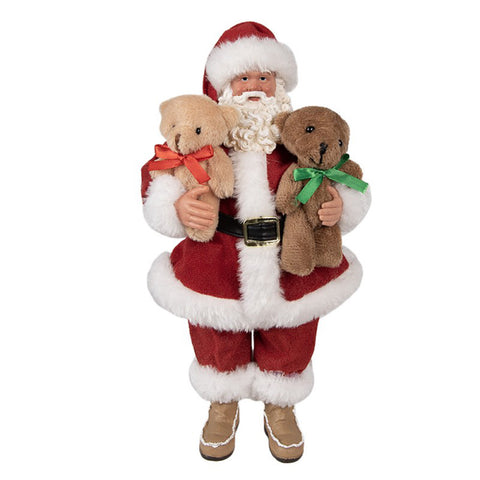 Clayre &amp; Eef Père Noël avec peluche en tissu rouge 16x8xh28cm