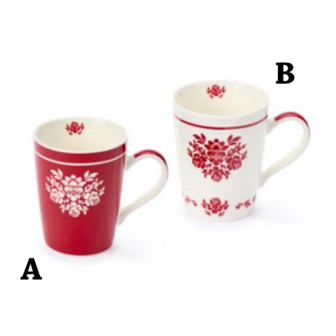 TISSU NUAGES Mug tasse idée cadeau FAVOLE 2 variantes blanc rouge Ø8,8x7,5 cm