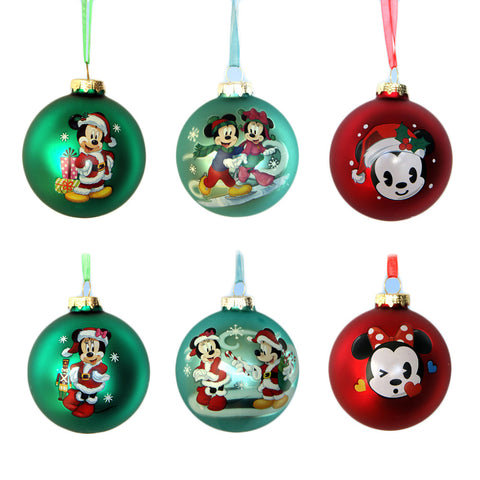 Kurt S. Adler Mickey and Minnie Christmas tree bauble in glass 6 variants