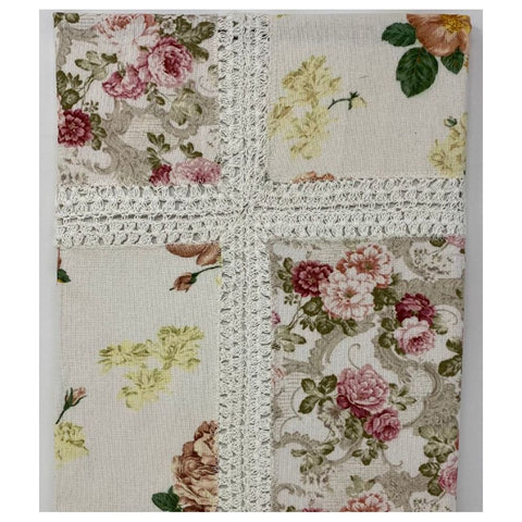 L'ATELIER 17 Chemin de table à fleurs et crochet en pur coton "Belle Epoque"