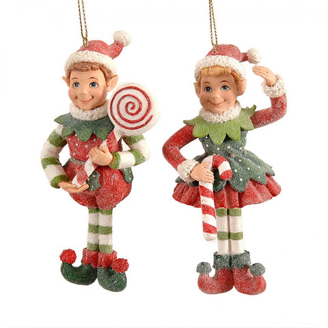 VETUR Decorazione natalizia Elfo per albero di Natale rosso e verde h 11.5 cm