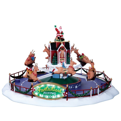 LEMAX Reindeer carousel for Christmas village lights and sounds polyresin