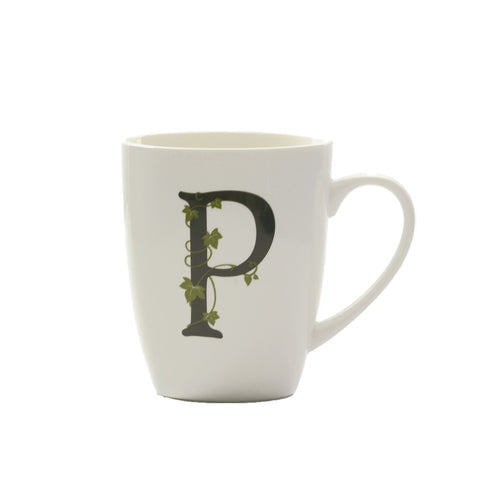 PORCELAINE BLANCHE Mug noir initial P ATUPERTU mug lait blanc 380 cc