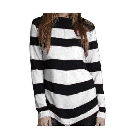 VICOLO TRIVELLI Black and white striped long-sleeved sweater