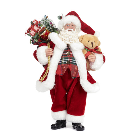 GOODWILL Père Noël en résine avec cadeaux et ours en peluche