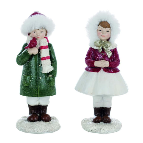 BLANC MARICLO' Décoration de Noël figurines 2 variantes garçon et fille 8x9xh19 cm