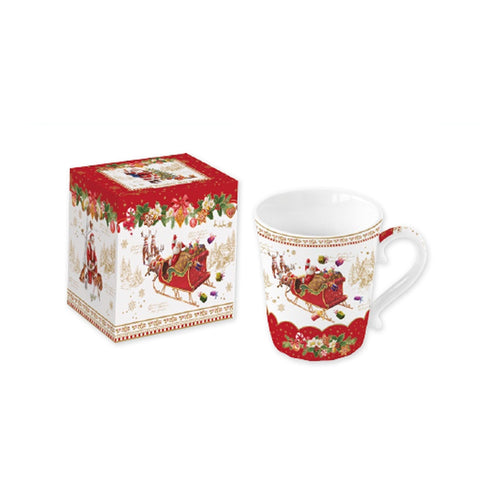 Mug de Noël EASY LIFE en porcelaine de Chine fine dans une boîte cadeau rouge 275ml