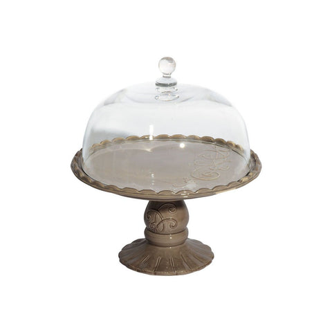 VIRGINIA CASA Cake stand with glass bell VOLUTE dove gray Ø23xh24cm