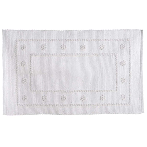 BLANC MARICLO' Tapis de bain rectangulaire à fleurs en coton blanc 50x80 cm