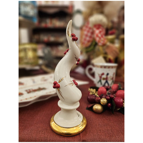 Sbordone Holly horn handcrafted porcelain lucky charm