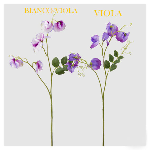 EDG Enzo de Gasperi Pianta ramo Pisello odoroso Rex artificiale, fiore finto realistico per decorazioni 2 varianti