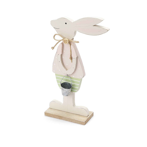 FABRIC CLOUDS Rabbit with wooden bucket 2 variants H24 cm CDH21077
