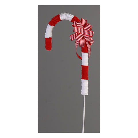 VETUR Decoro natalizio Bastoncino di zucchero bianco e rosso con coccarda 79 cm