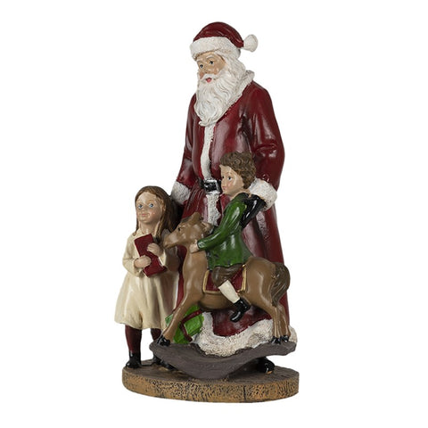 CLAYRE E EEF Figurine de Noël Père Noël avec enfants en polyrésine 12x10x20 cm