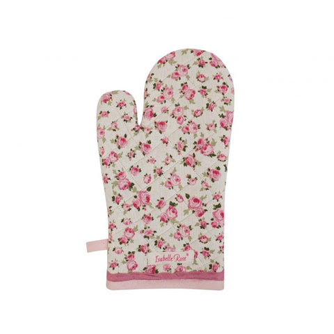 ISABELLE ROSE Oven glove TINY roses and pink shabby chic lace 16x30 cm