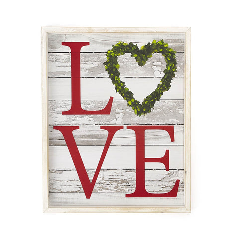 TISSU NUAGES Image de Noël avec cadre et écriture d'amour en bois MDF 40x50 cm
