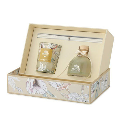 HERVIT Room fragrance set and BLOSSOM scented candle in yellow gift box