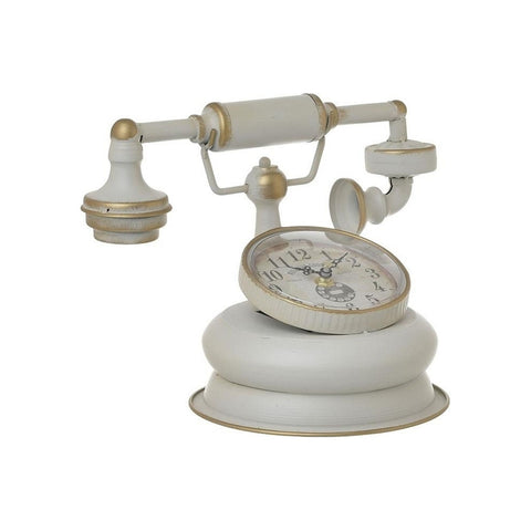 INART Horloge de table téléphone antique blanche 21x16x21 cm 3-20-977-0295