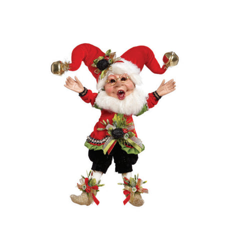 GOODWILL Statuetta elfo Babbo Natale Mark Roberts con abito tessuto rosso H30cm