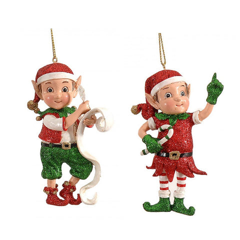 VETUR Decorazione natalizia Elfo per albero di Natale rosso e verde 2 var h10 cm