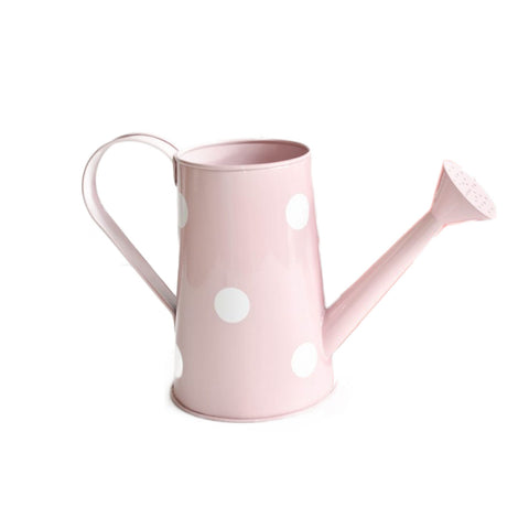 ISABELLE ROSE Pink decorative watering can with white polka dots 19 × 28 cm KS02