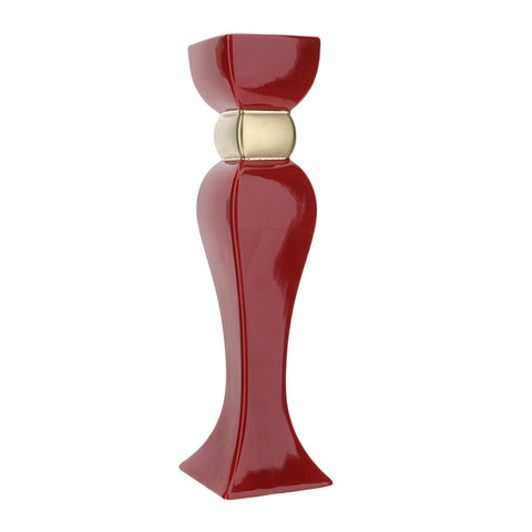 HERVIT Candélabre Bougeoir en grès rouge et effet mat doré h 39 cm