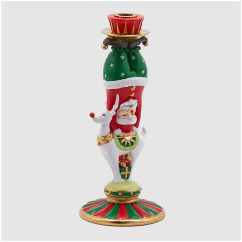 EDG Candle Holder Santa Claus and reindeer in polyresin H31 cm